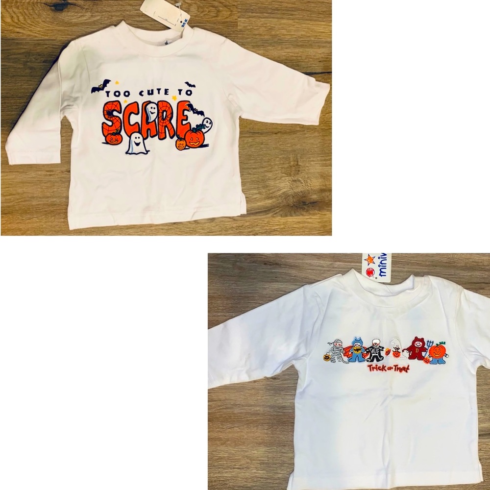 NWT! Two Adorable Halloween Shirts size 3-6 months